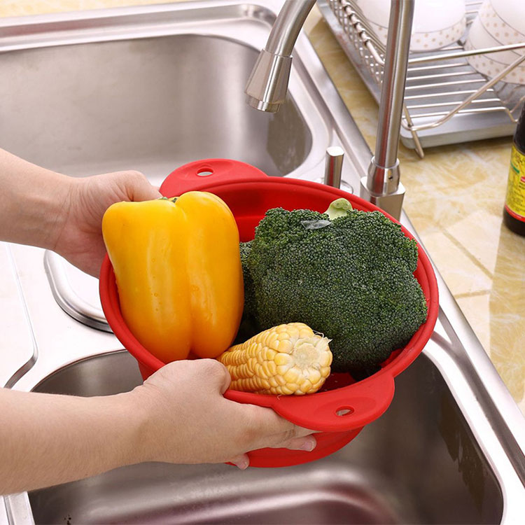 硅膠瀝水籃圓形可伸縮洗菜籃